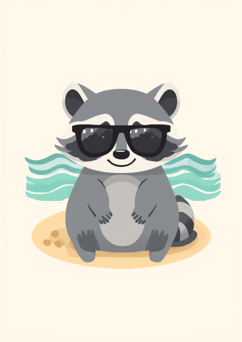Raccoon Beach Shirt design with sunglasses