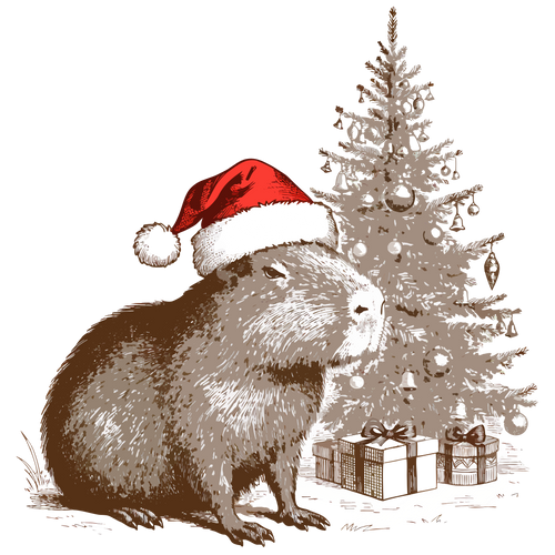 Christmas Capybara Shirt | Cute Capybara Santa Tee | Holiday Animal Lover Gift