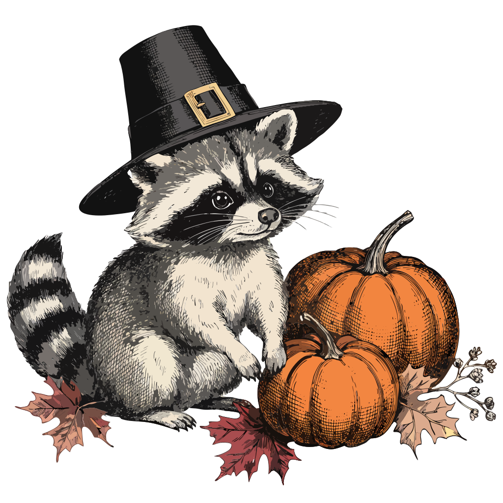 Turkey Raccoon Shirt | Cute Trash Panda Pilgrim Tee | Funny Thanksgiving Gift