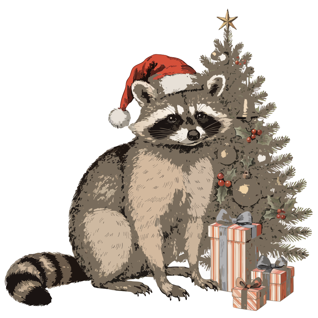 Santa Raccoon Shirt | Cute Trash Panda Claus Tee | Christmas Animal Lover Gift