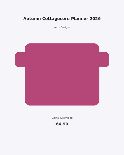 Autumn Cottagecore Planner 2026 | Printable Fall Planner | D