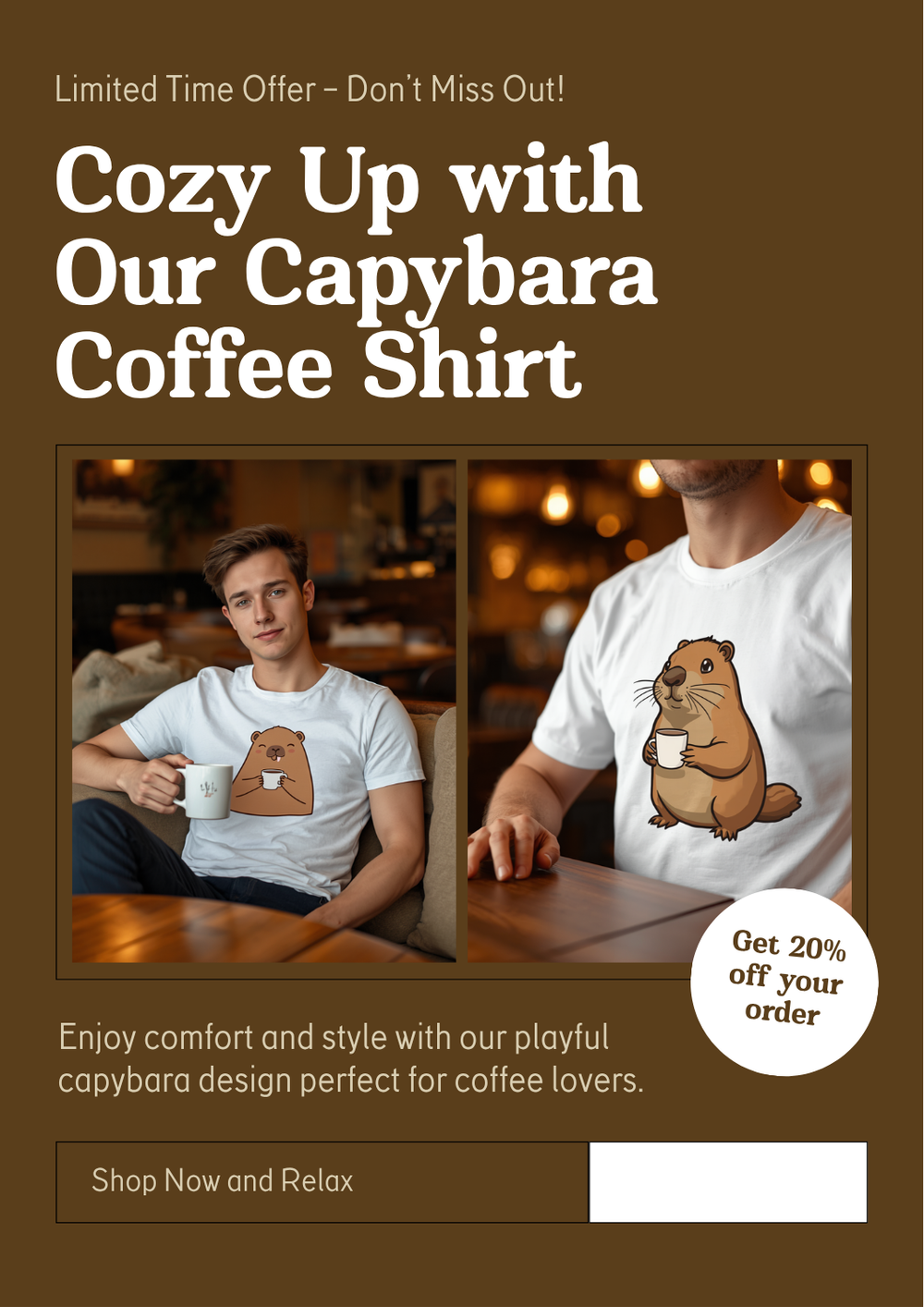 Capybara Coffee Shirt | Cute Capybara Morning Tee | XerosDesigns