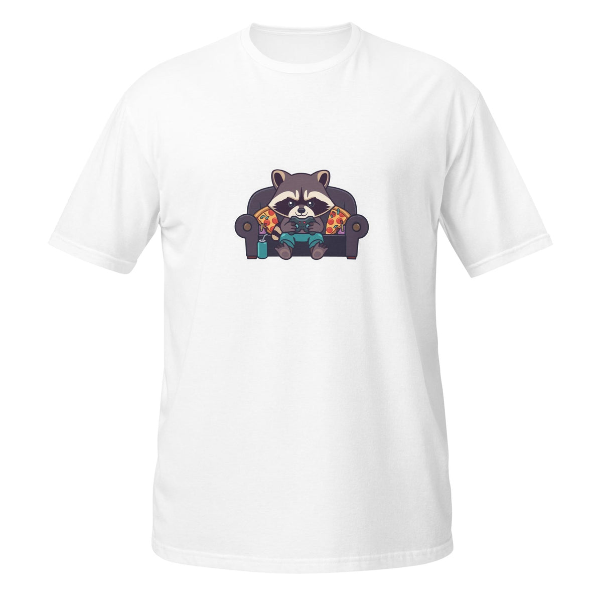 Gaming Raccoon Pizza Shirt Funny Trash Panda Gamer Tee Video Game Gift | Cute Raccoon Lover T-Shirt | Funny Pizza Gamer Gift For Him Her