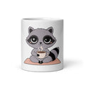 Raccoon Yoga Mug - white 11 oz ceramic mug, front view