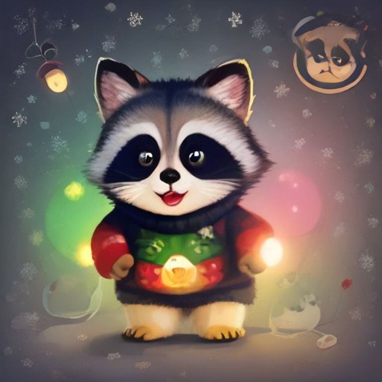 Raccoon Ugly Christmas Sweater Trash Panda Xmas Lights Tee Cute Funny Holiday Gift for Men Women