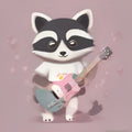 Music Raccoon Shirt Cute Trash Panda Guitar Tee Musician Animal Lover Gift