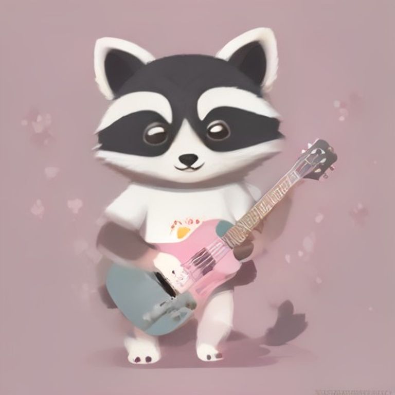 Music Raccoon Shirt Cute Trash Panda Guitar Tee Musician Animal Lover Gift