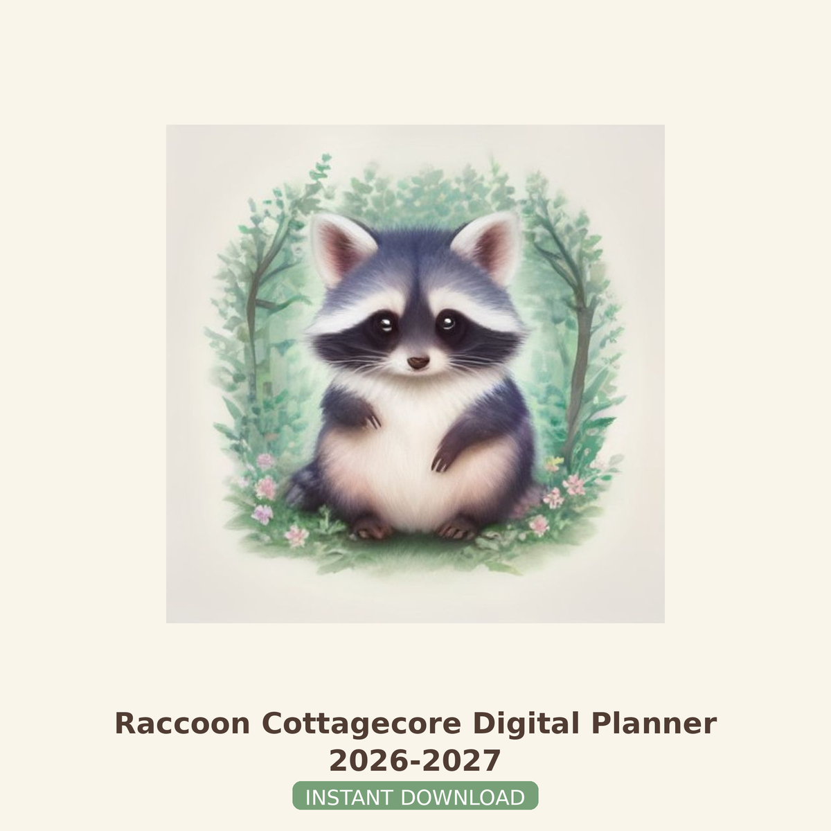 Raccoon Cottagecore Digital Planner 2026-2027