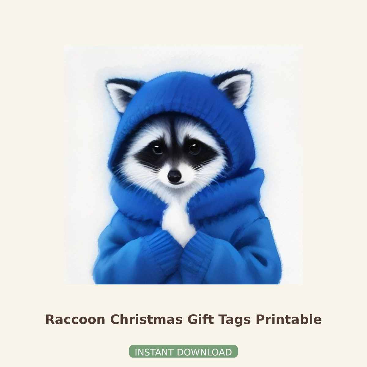 Raccoon Christmas Gift Tags Printable
